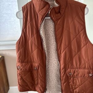 Rust Quilted Vest with Sherpa Lining